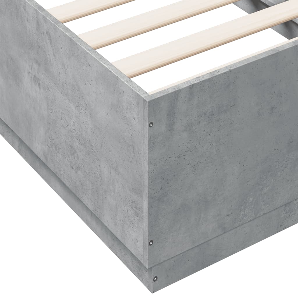 betonszürke szerelt fa ágykeret 75 x 190 cm