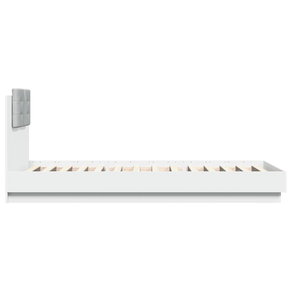 fehér ágykeret fejtámlával és LED-világítással 100 x 200 cm