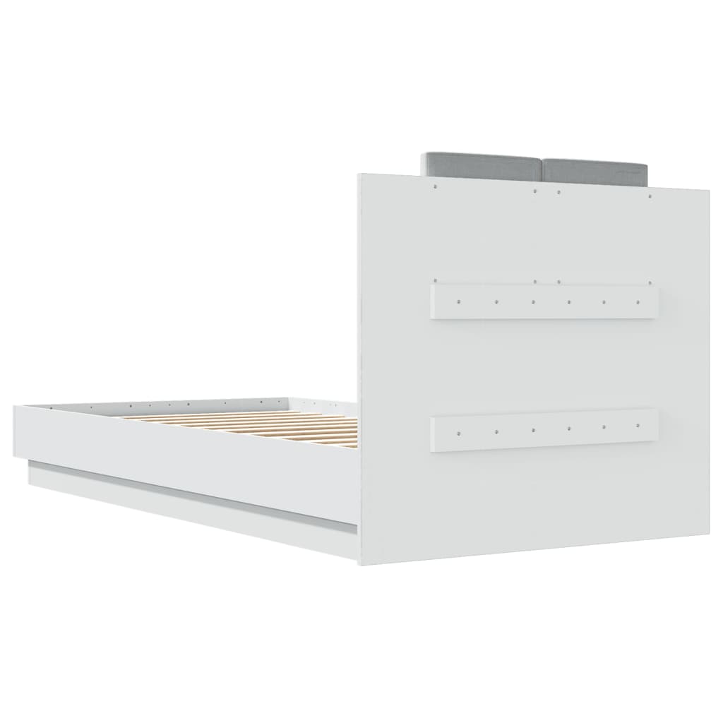 fehér ágykeret fejtámlával és LED-világítással 90 x 190 cm