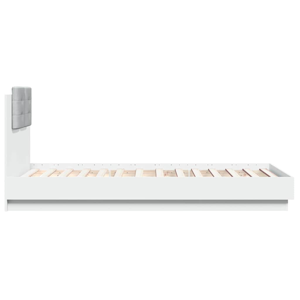 fehér ágykeret fejtámlával és LED-világítással 75 x 190 cm