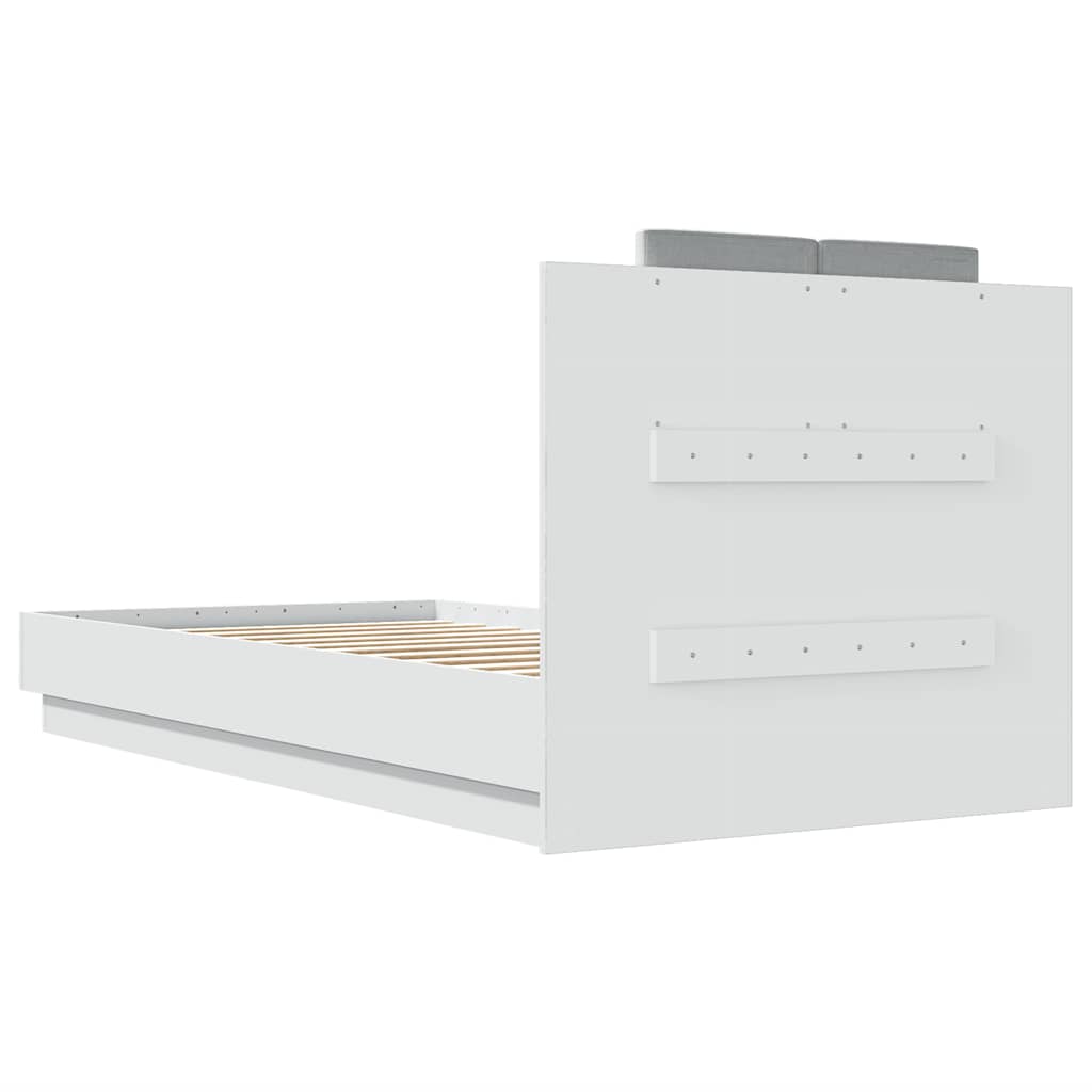 fehér ágykeret fejtámlával és LED-világítással 75 x 190 cm