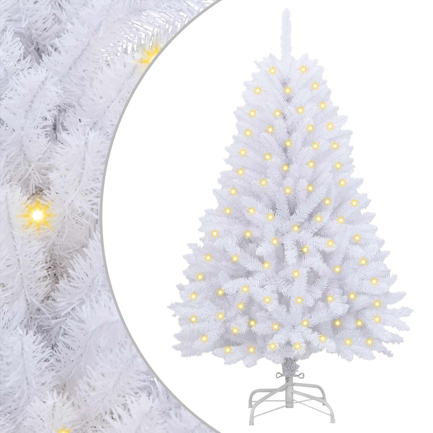 Mű karácsonyfa 150 LED-del Fehér 120 cm PVC és fém