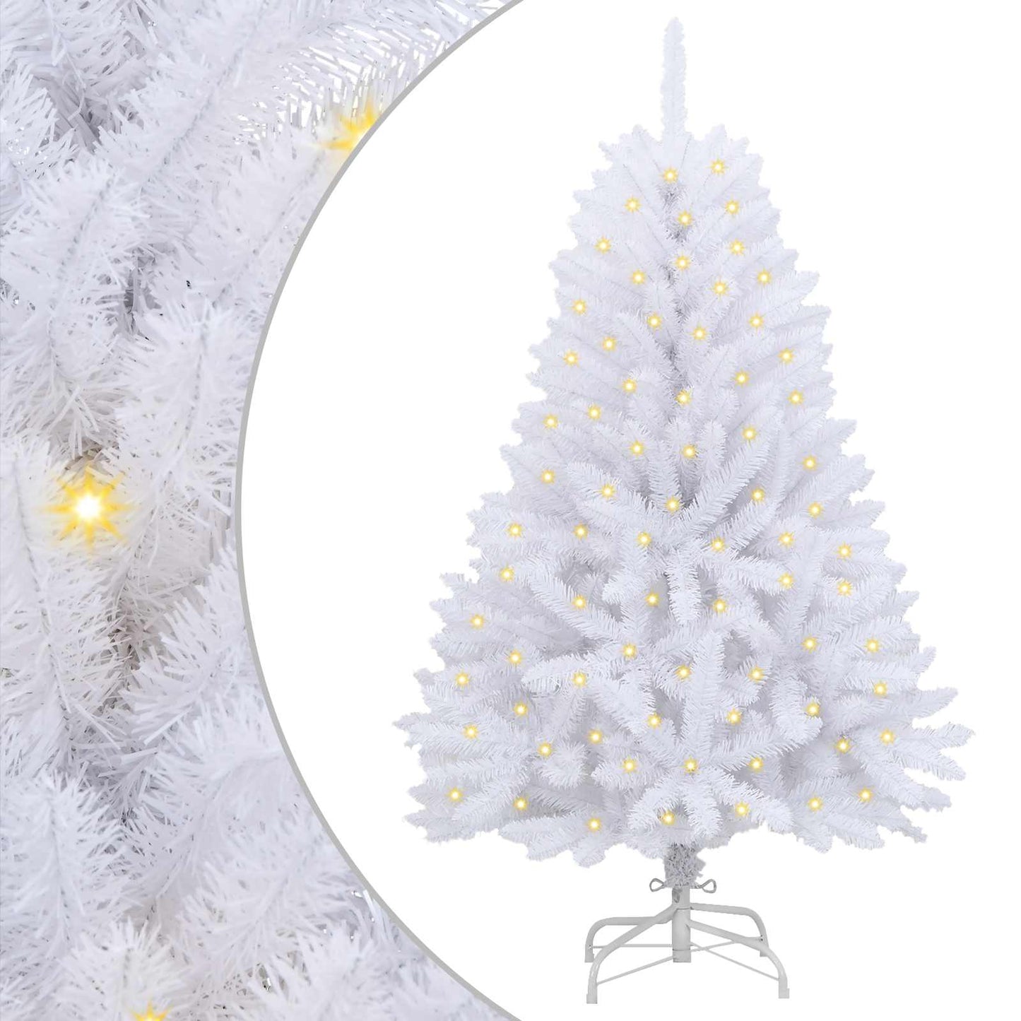 Mű karácsonyfa 150 LED-del Fehér 150 cm PVC és fém