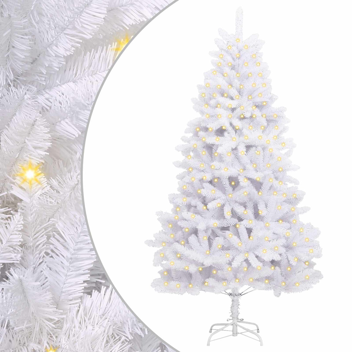 Mű karácsonyfa 300 LED-del Fehér 180 cm PVC és fém