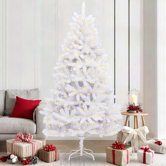 Mű karácsonyfa 300 LED-del Fehér 210 cm PVC és fém