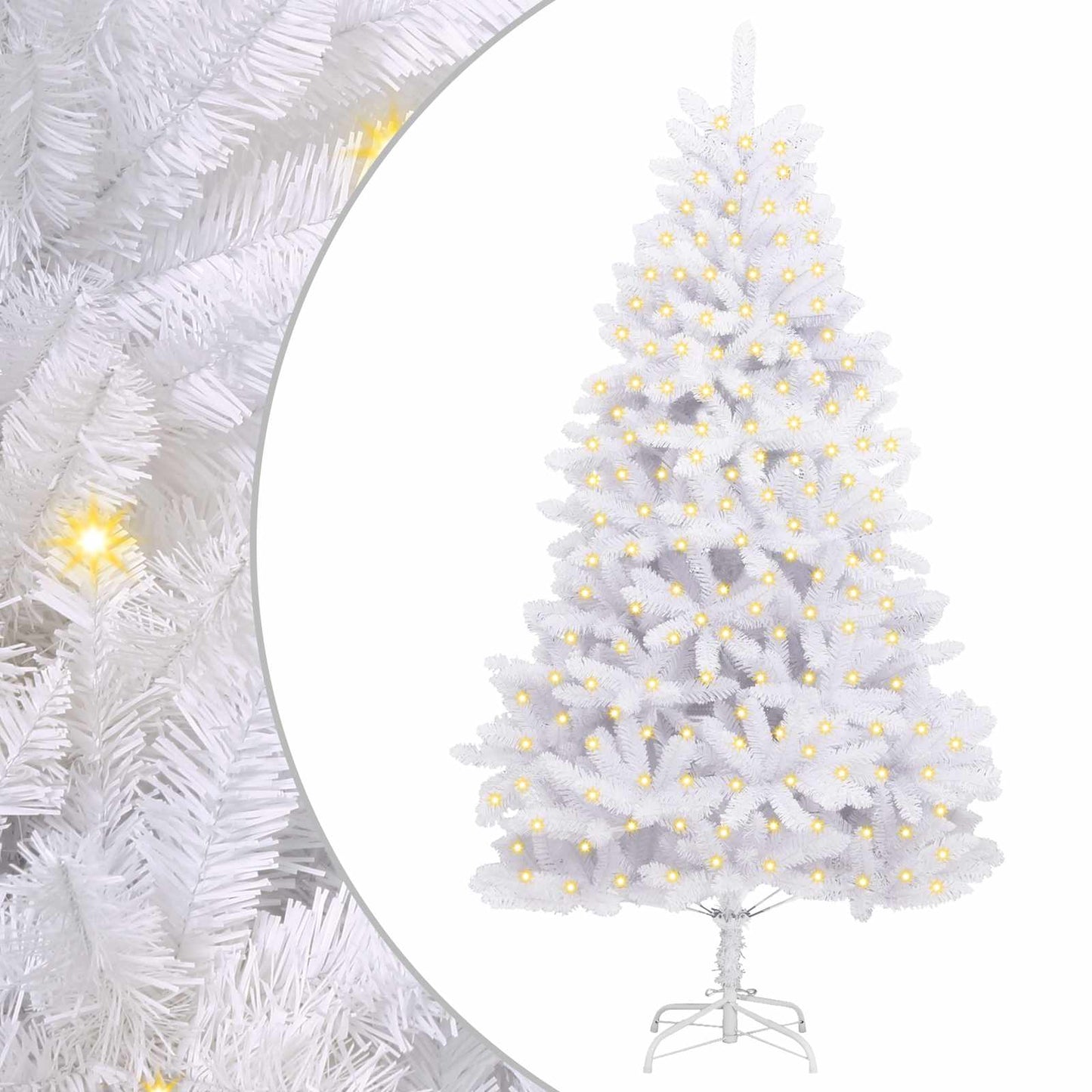 Mű karácsonyfa 300 LED-del Fehér 210 cm PVC és fém