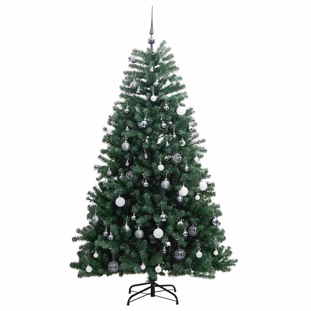 csuklópántos műkarácsonyfa 300 LED-del és gömbökkel 210 cm