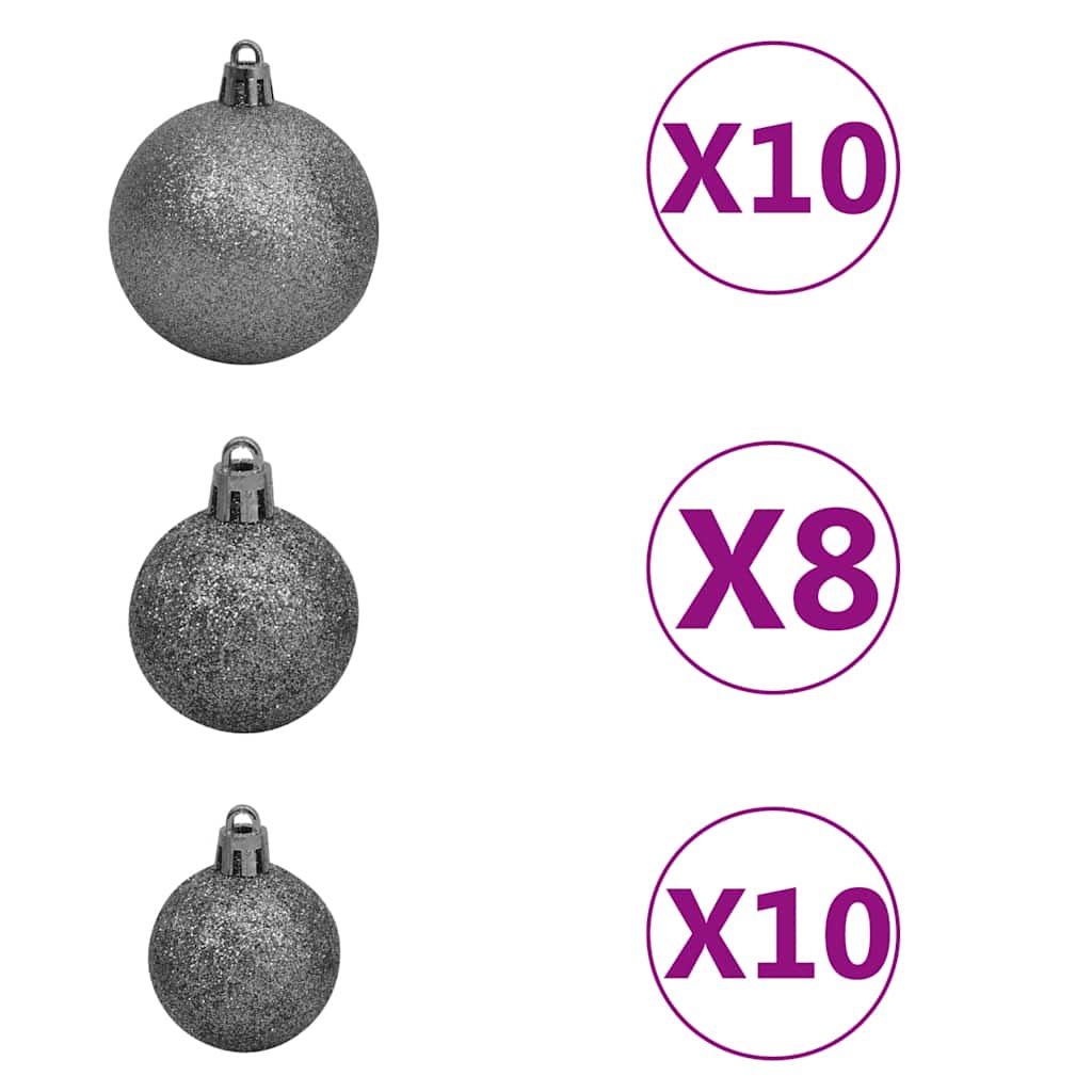 csuklópántos műkarácsonyfa 300 LED-del és gömbökkel 210 cm