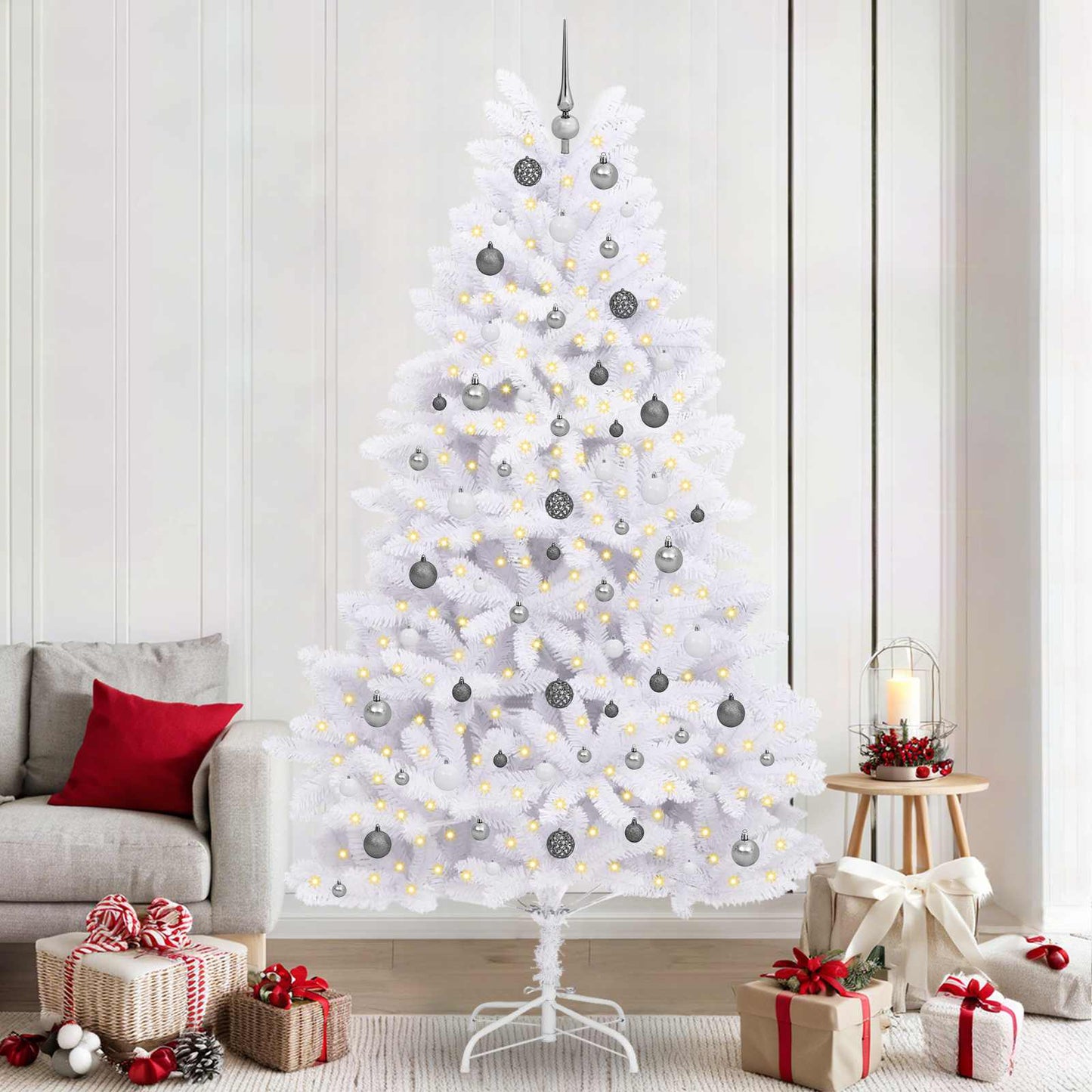 Mű karácsonyfa Fehér 120 x 120 x 240 cm PVC és fém