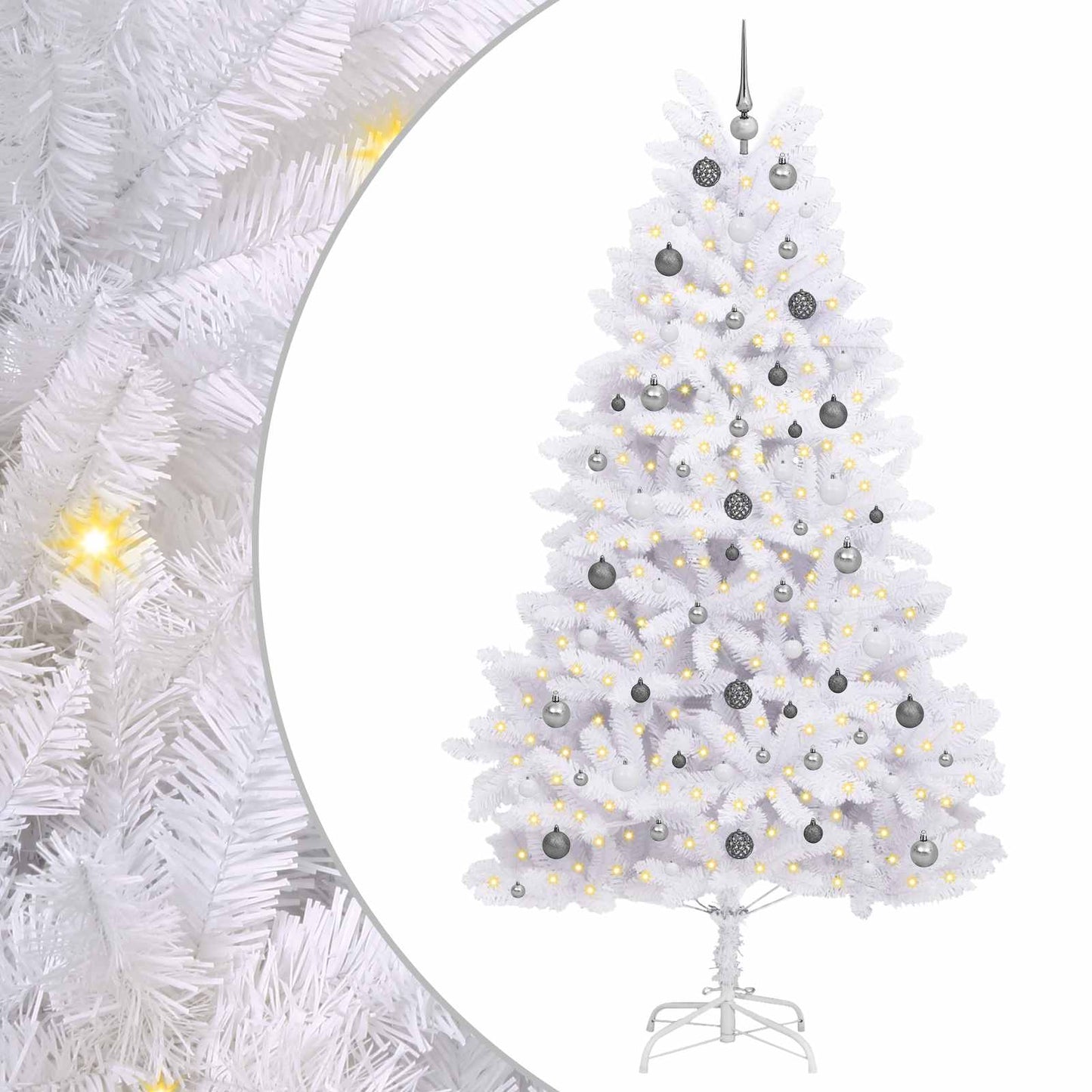 Mű karácsonyfa Fehér 120 x 120 x 240 cm PVC és fém
