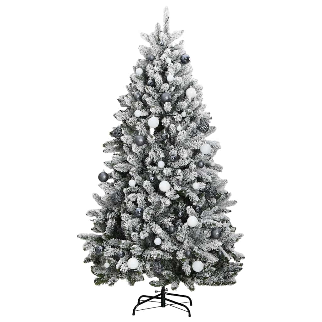 csuklópántos műkarácsonyfa 300 LED-del és gömbökkel 180 cm