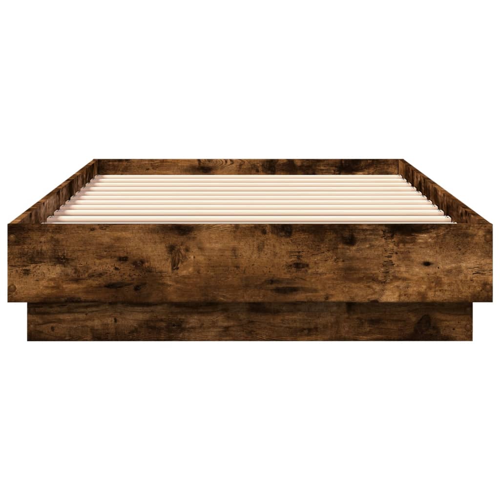 füstös tölgy színű ágykeret LED-világítással 100x200 cm