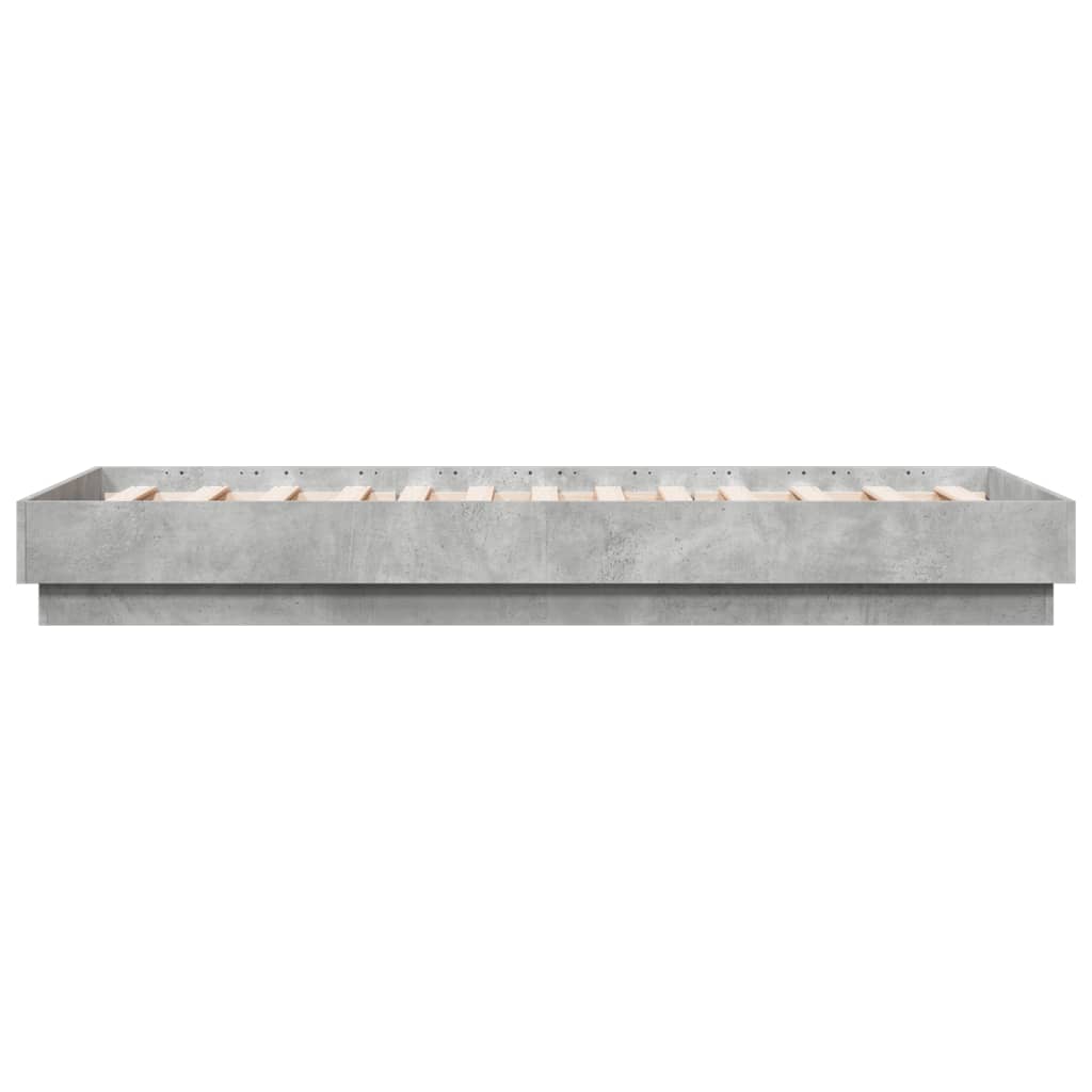 betonszürke ágykeret LED-világítással 75x190 cm
