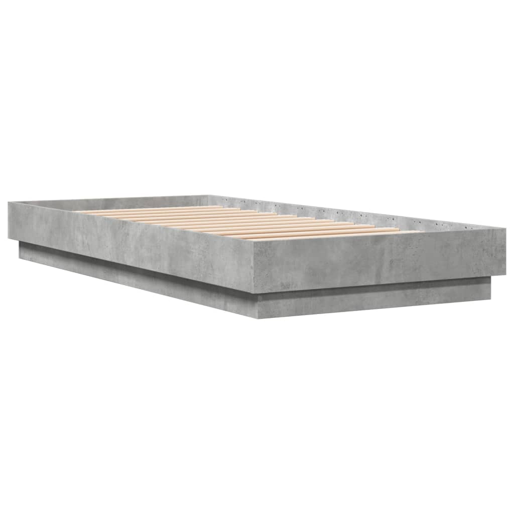 betonszürke szerelt fa ágykeret 90 x 200 cm