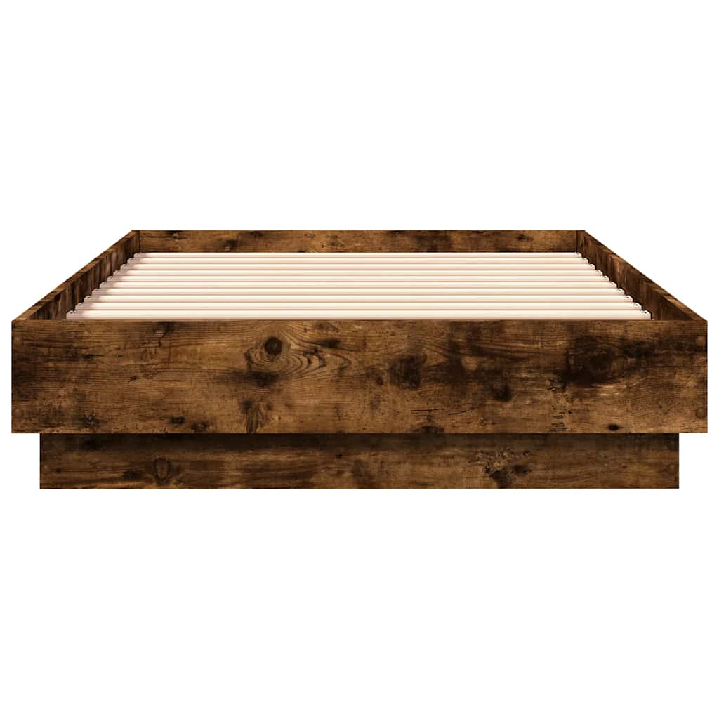 füstös tölgy színű szerelt fa ágykeret matrac nélkül 90x190 cm
