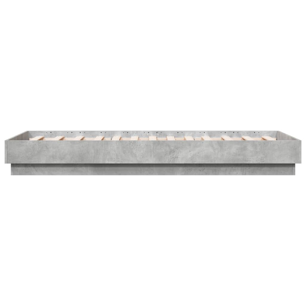 betonszürke szerelt fa ágykeret 75 x 190 cm