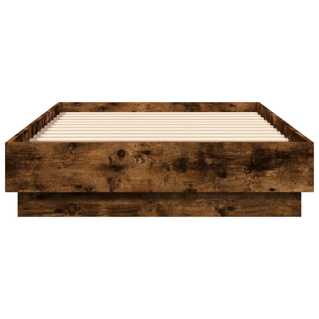 füstös tölgy színű szerelt fa ágykeret matrac nélkül 75x190 cm
