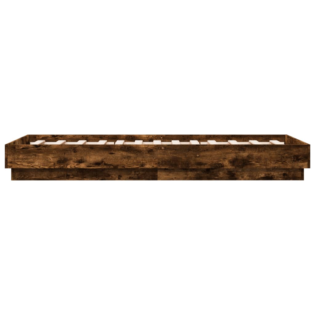 füstös tölgy színű szerelt fa ágykeret matrac nélkül 75x190 cm