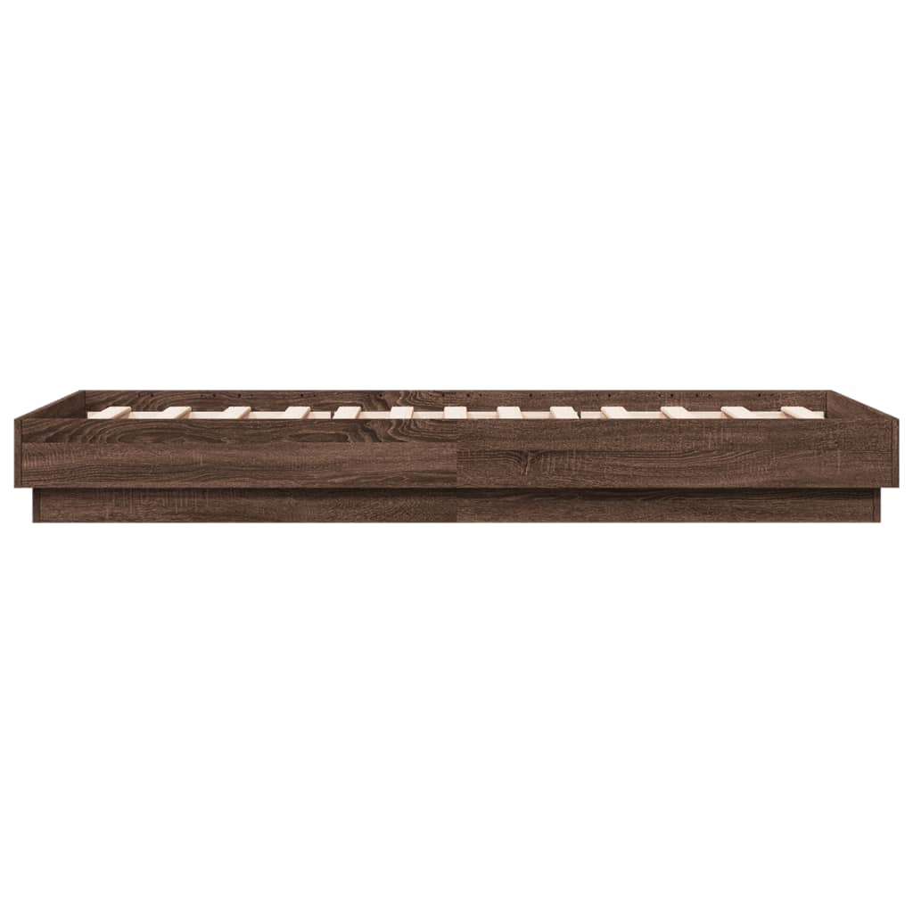 barna tölgy színű szerelt fa ágykeret matrac nélkül 75x190 cm