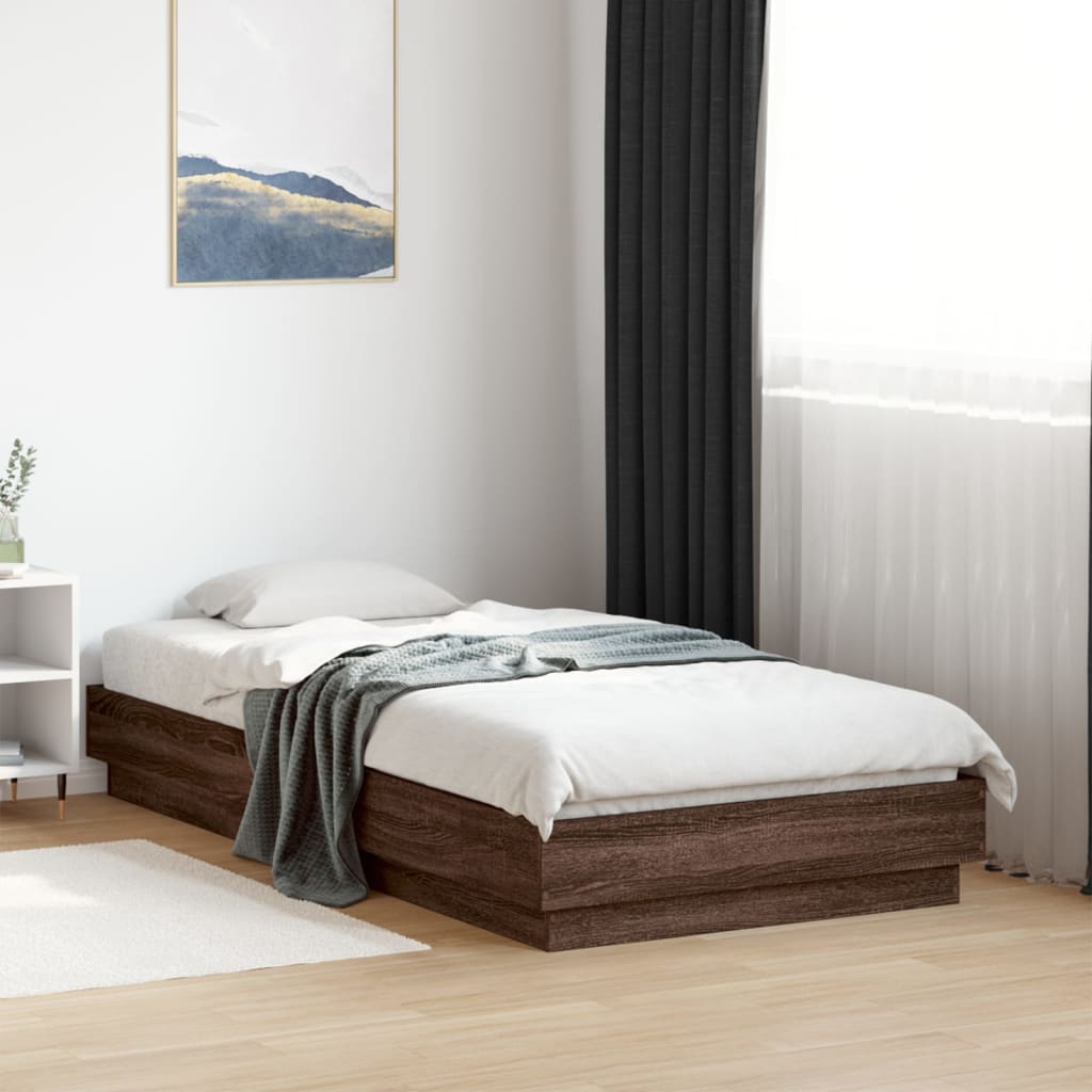 barna tölgy színű szerelt fa ágykeret matrac nélkül 75x190 cm