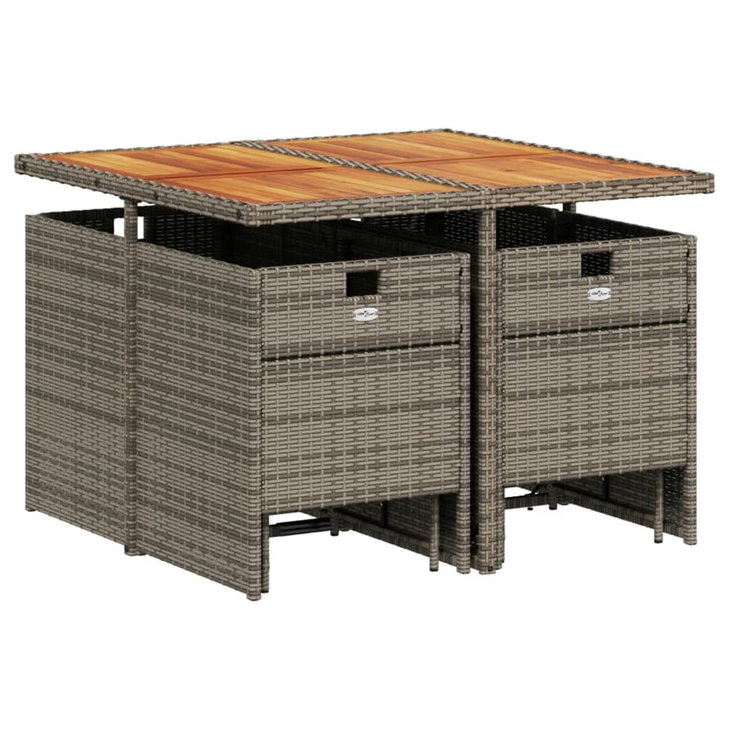 9 részes szürke polyrattan kerti étkezőgarnitúra párnával