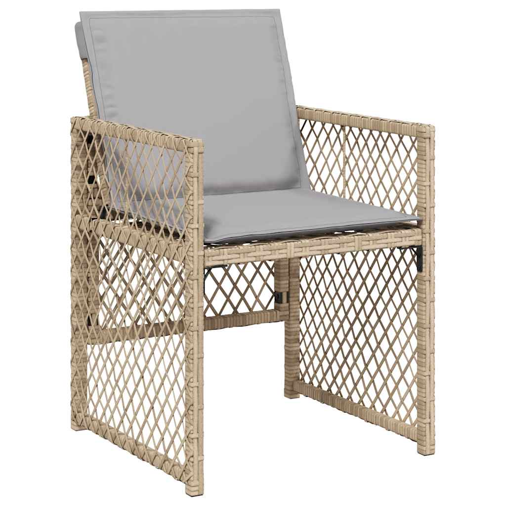 9 részes vegyes bézs polyrattan kerti étkezőgarnitúra párnákkal