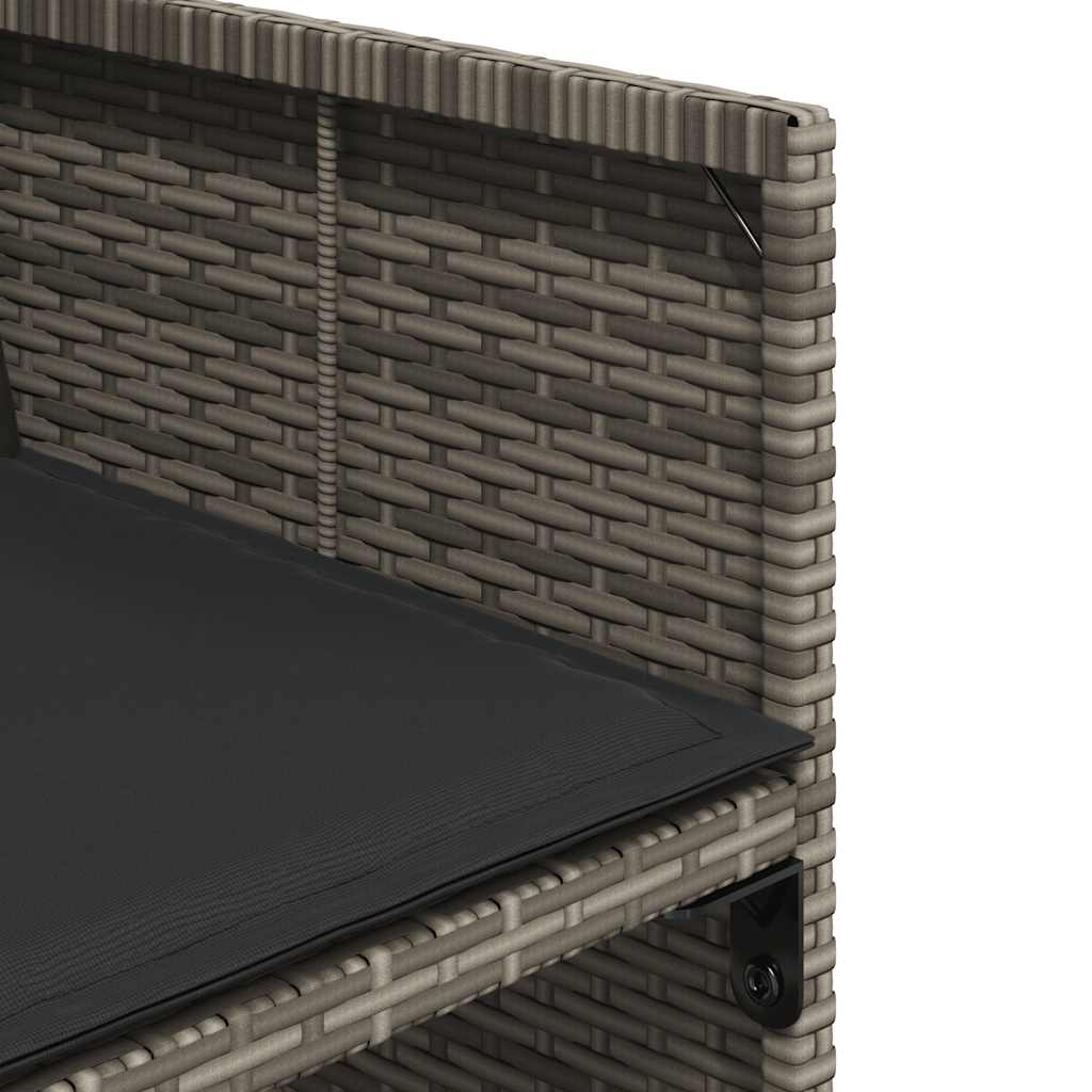 11 részes szürke polyrattan kerti ülőgarnitúra párnákkal