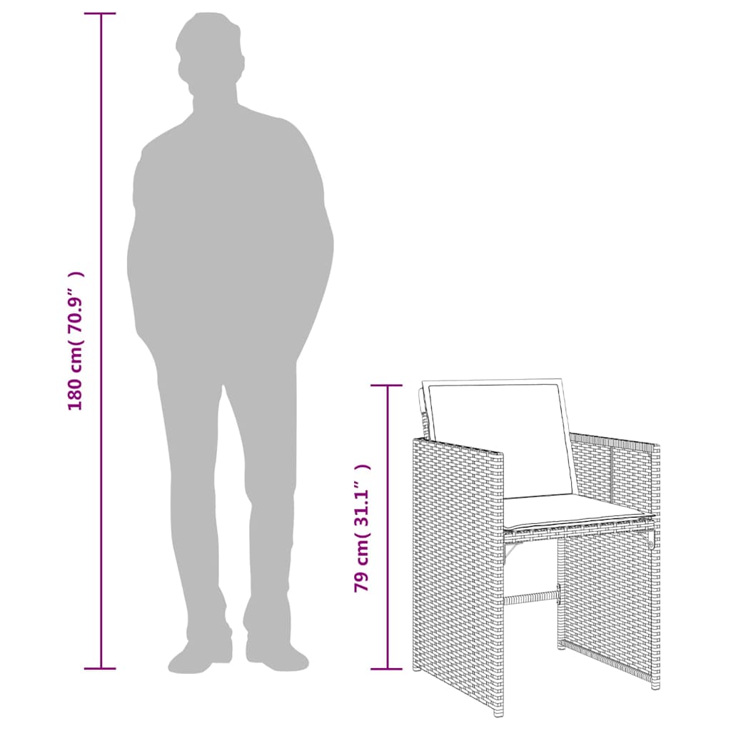 11 részes szürke polyrattan kerti ülőgarnitúra párnákkal