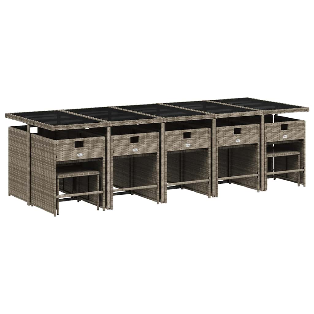 15 részes szürke polyrattan kerti ülőgarnitúra párnákkal