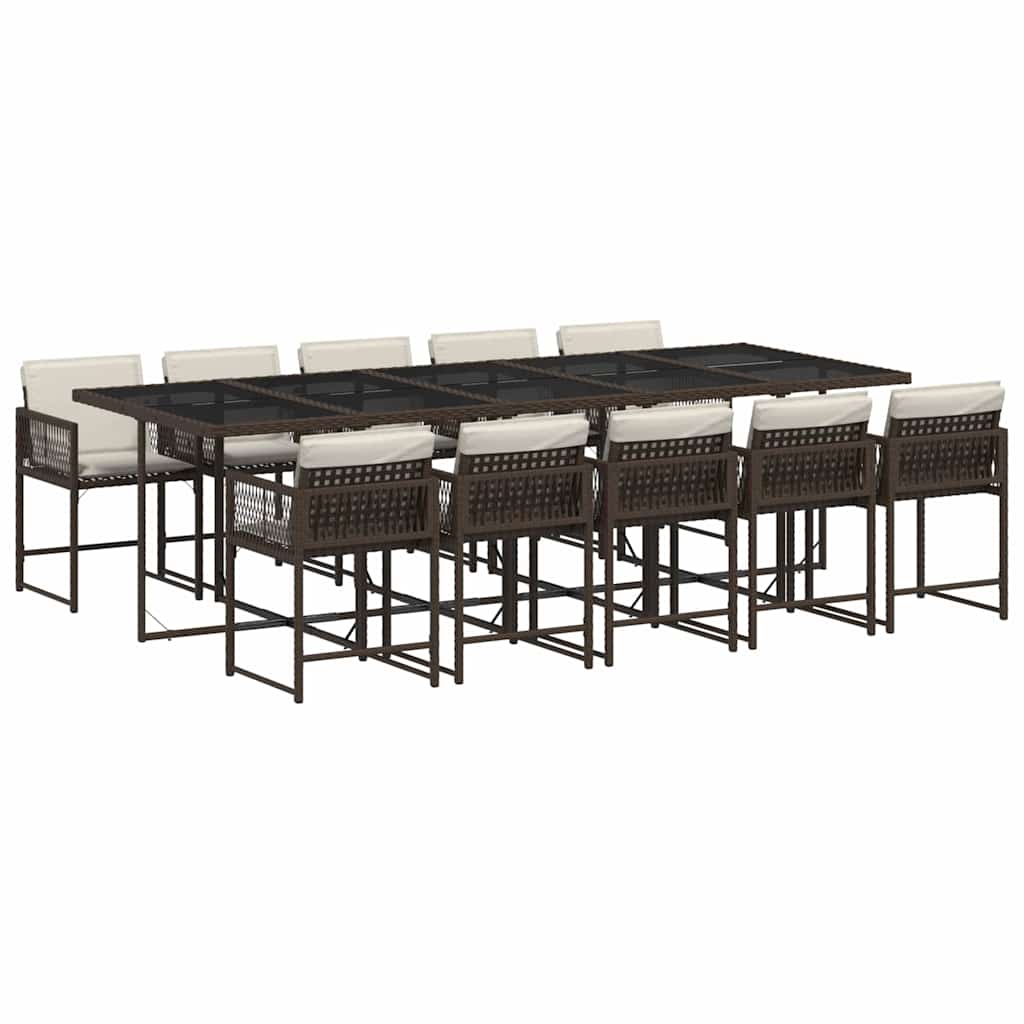 11 részes barna polyrattan kerti ülőgarnitúra párnákkal
