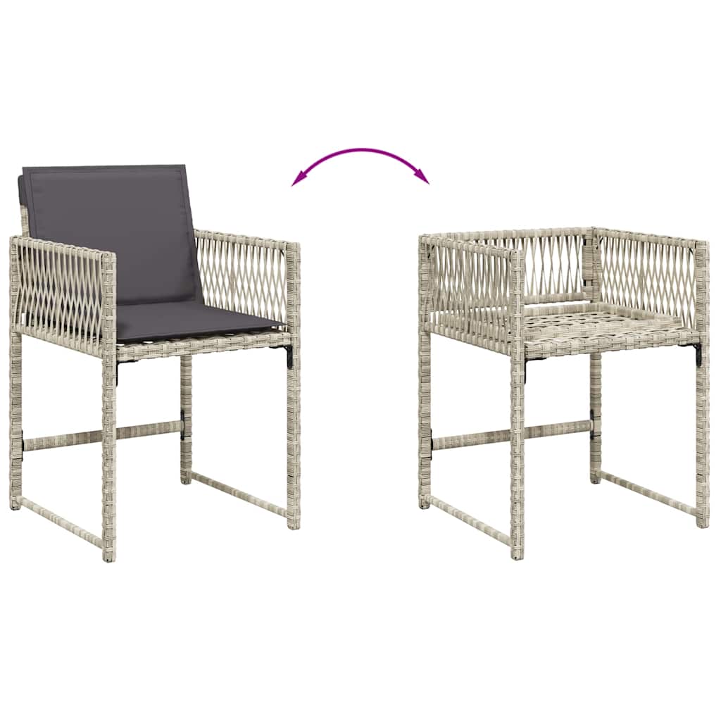 9részes világosszürke polyrattan kerti étkezőgarnitúra párnával