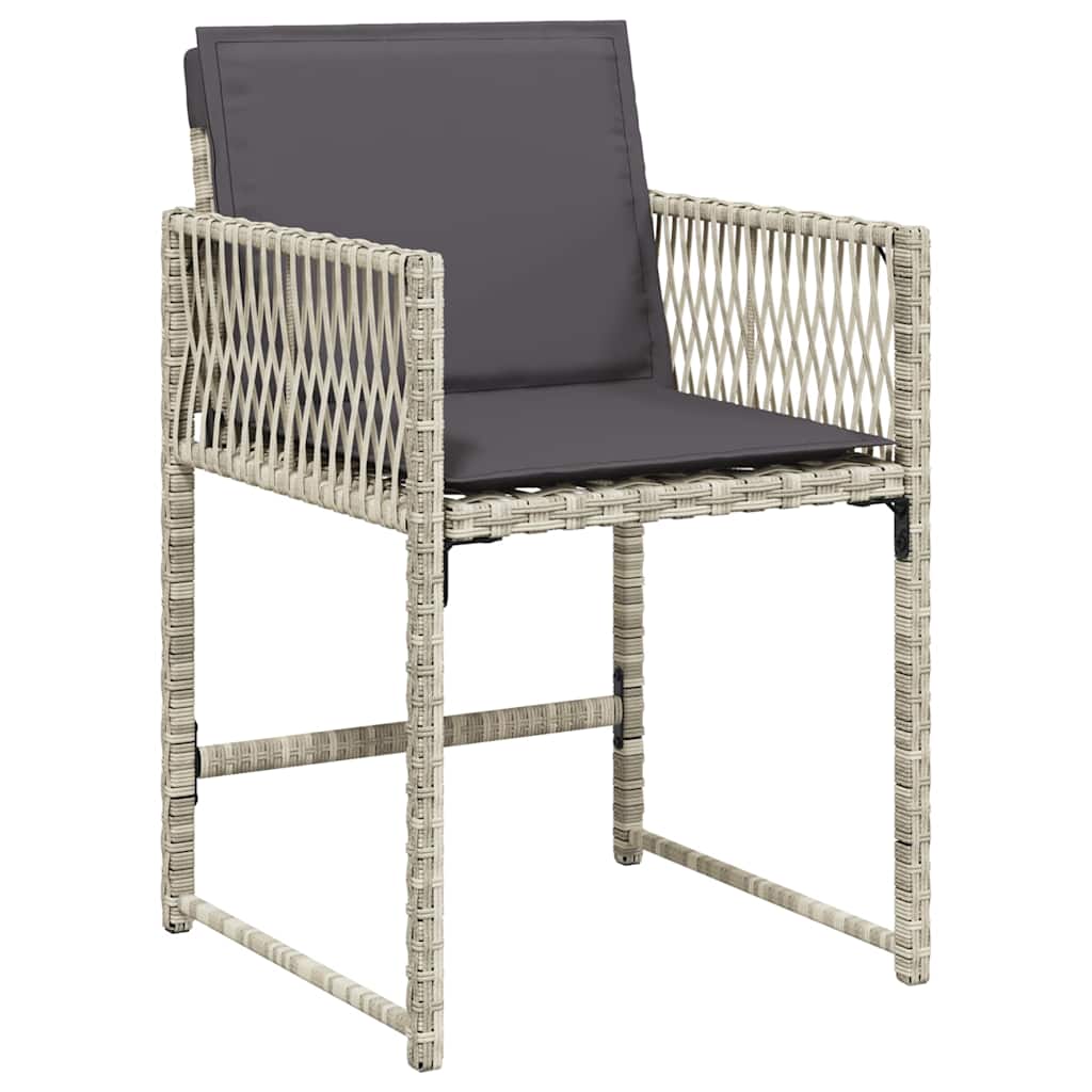 11 részes világosszürke polyrattan kerti ülőgarnitúra párnákkal