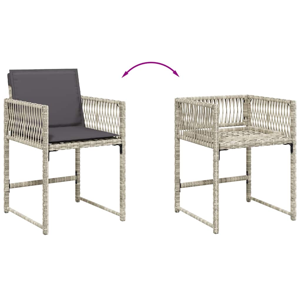 11 részes világosszürke polyrattan kerti ülőgarnitúra párnákkal
