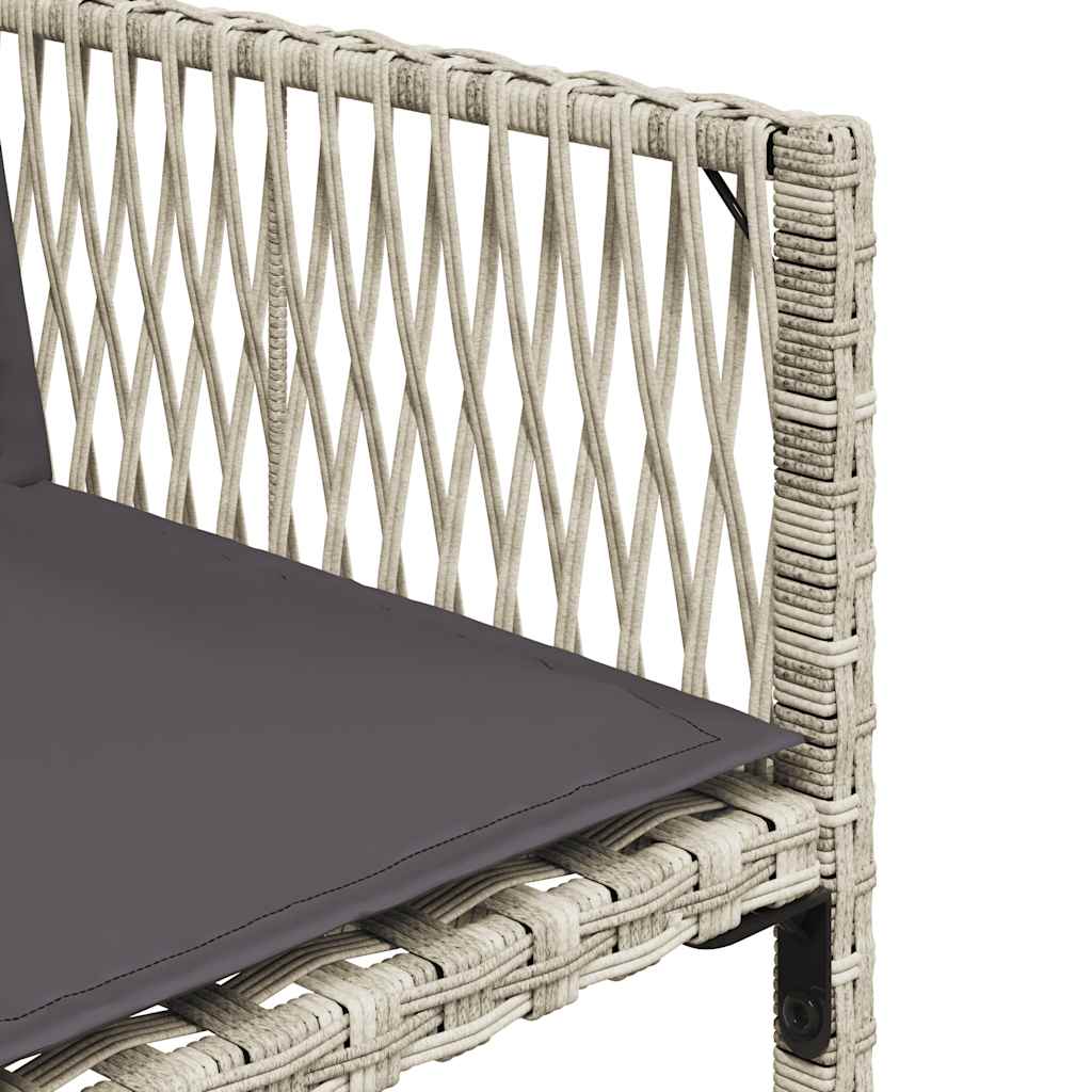 11 részes világosszürke polyrattan kerti ülőgarnitúra párnákkal