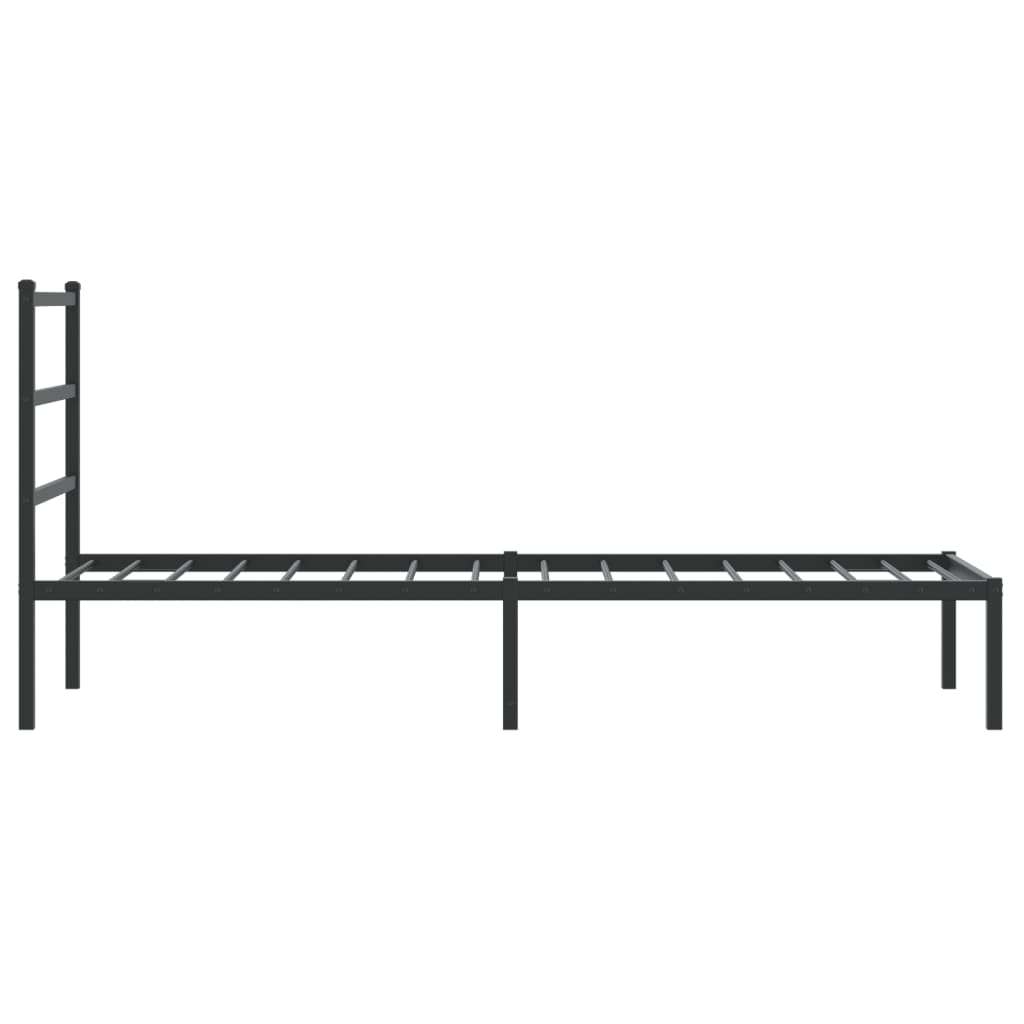 fekete fém ágykeret fejtámlával 75 x 190 cm