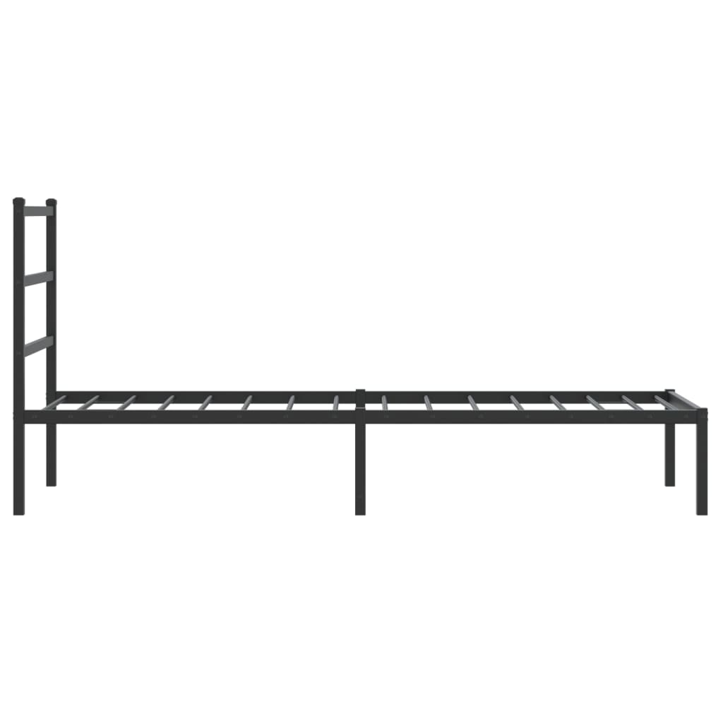fekete fém ágykeret fejtámlával 80 x 200 cm