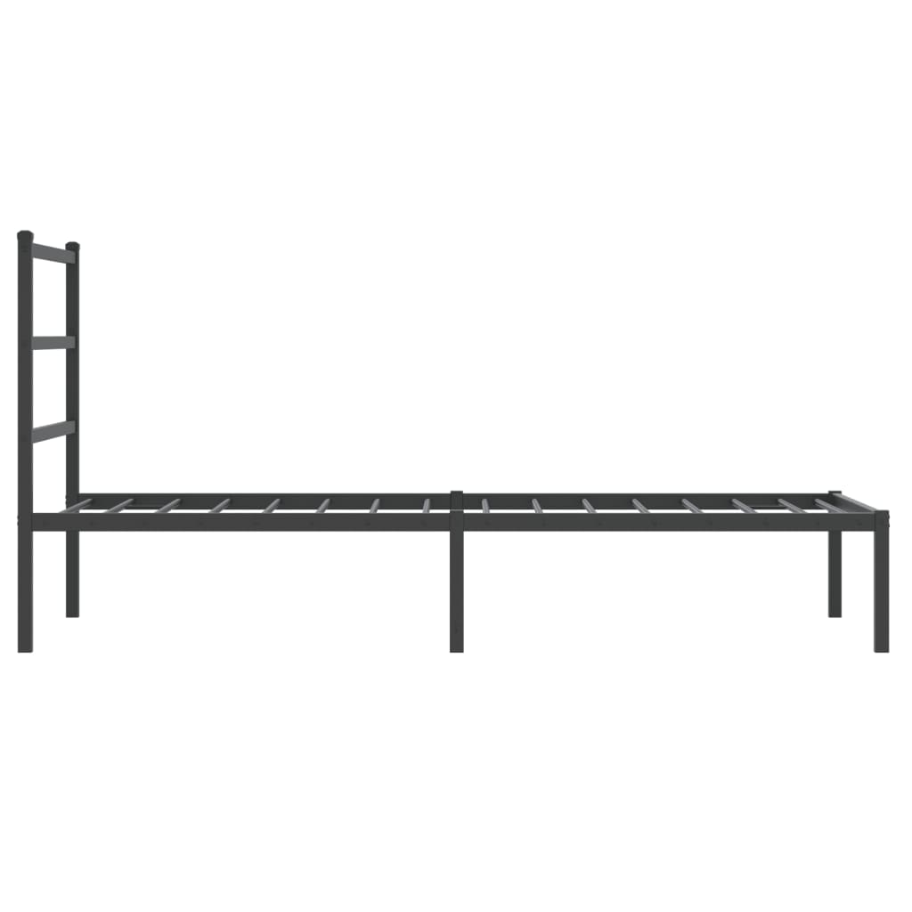 fekete fém ágykeret fejtámlával 90 x 190 cm