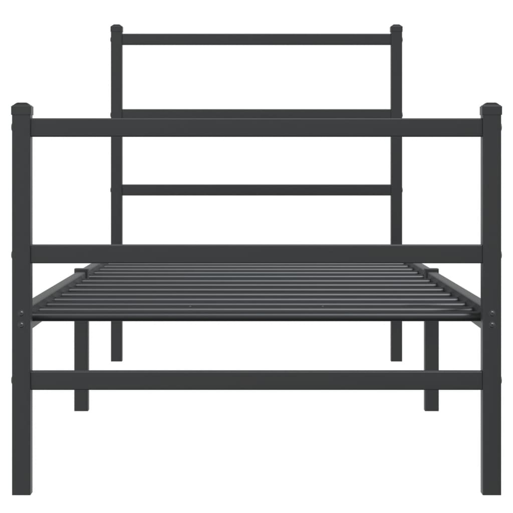 fekete fém ágykeret fej- és lábtámlával 80 x 200 cm