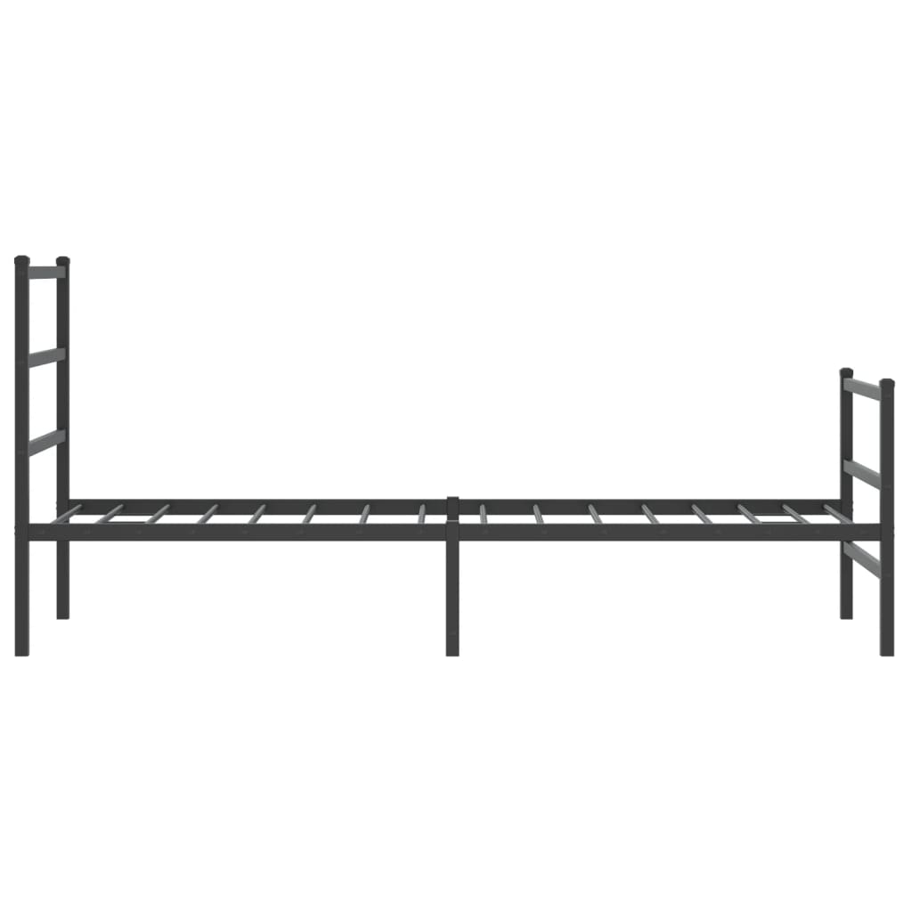 fekete fém ágykeret fej- és lábtámlával 80 x 200 cm