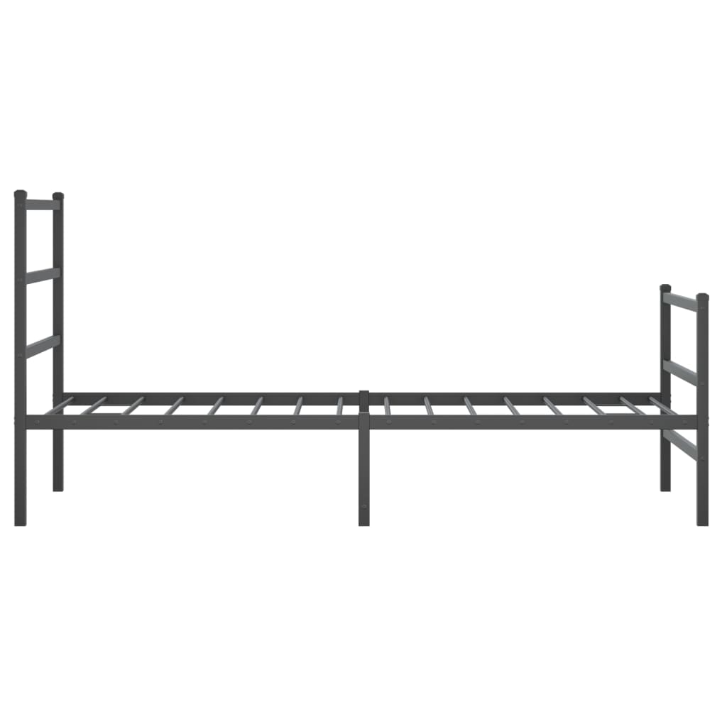 fekete fém ágykeret fej- és lábtámlával 90 x 190 cm