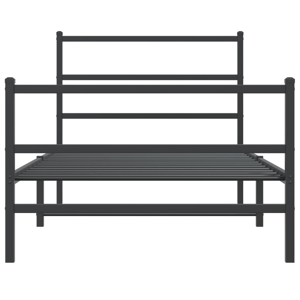 fekete fém ágykeret fej- és lábtámlával 100 x 200 cm