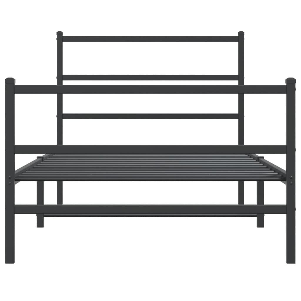 fekete fém ágykeret fej- és lábtámlával 107 x 203 cm