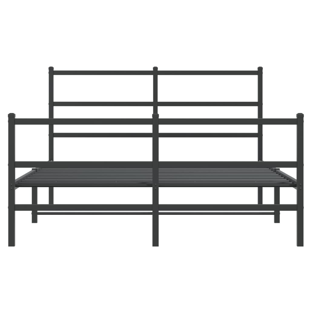 fekete fém ágykeret fej- és lábtámlával 135 x 190 cm