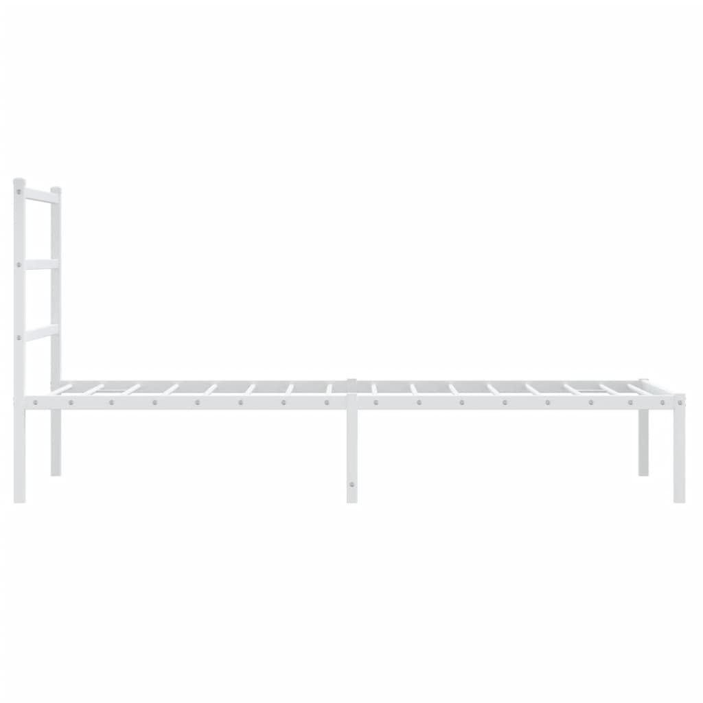 fehér fém ágykeret fejtámlával 90x200 cm