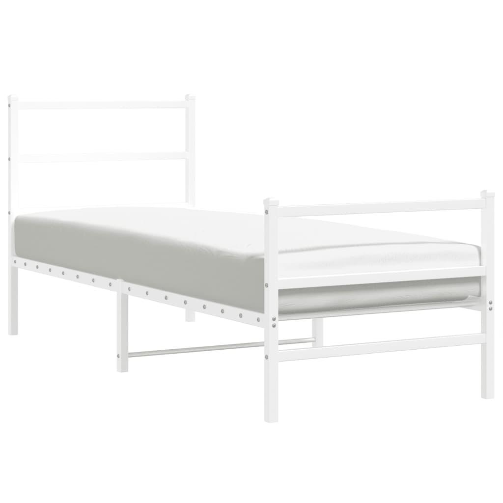 fehér fém ágykeret fej- és lábtámlával 80 x 200 cm