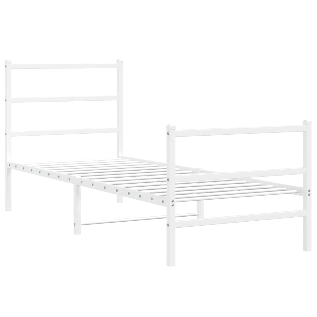 fehér fém ágykeret fej- és lábtámlával 80 x 200 cm