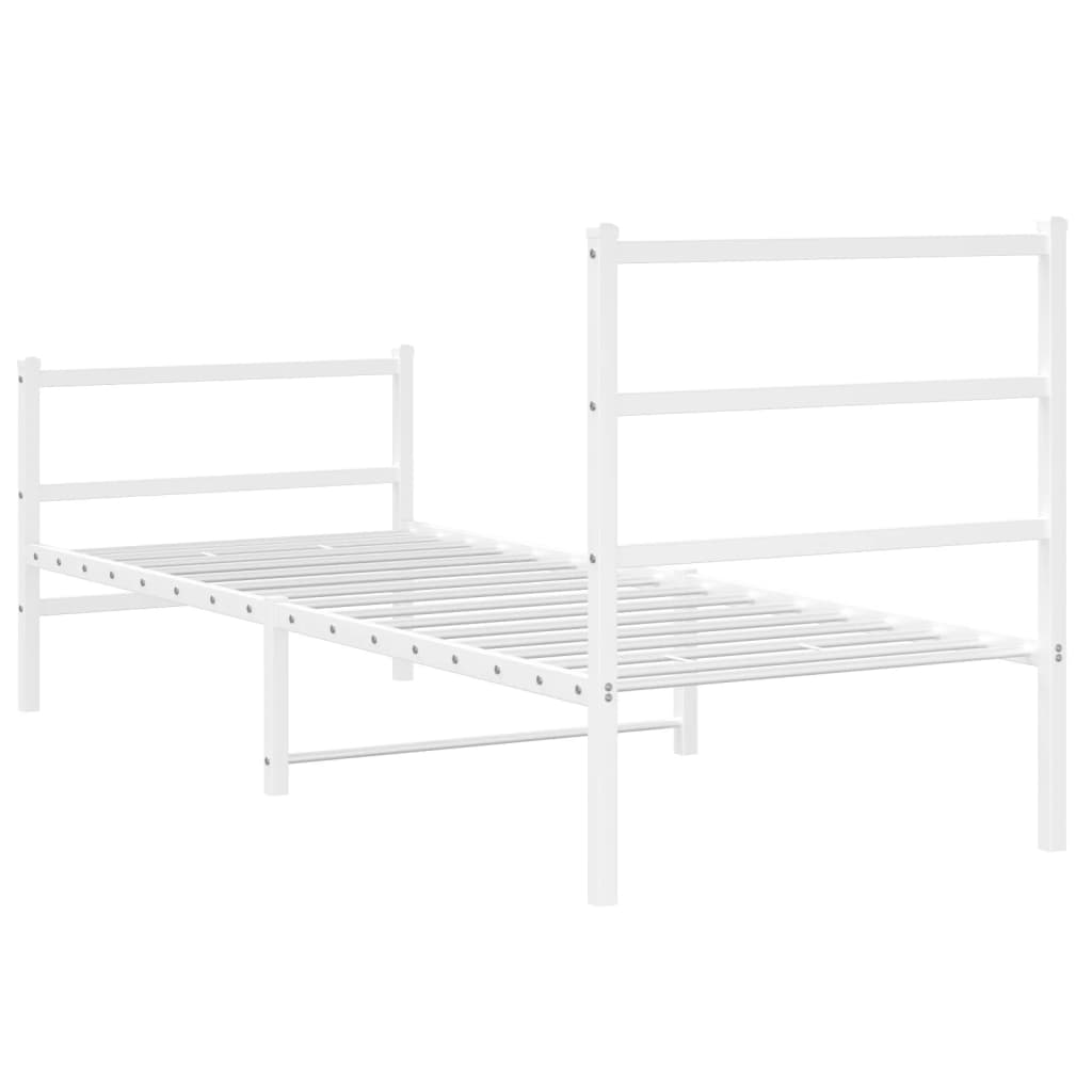 fehér fém ágykeret fej- és lábtámlával 80 x 200 cm