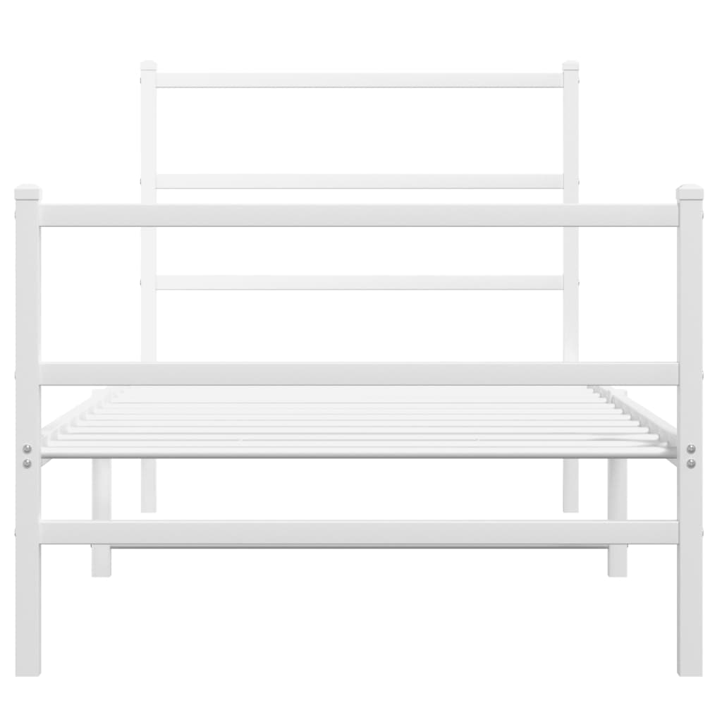 fehér fém ágykeret fej- és lábtámlával 90 x 190 cm