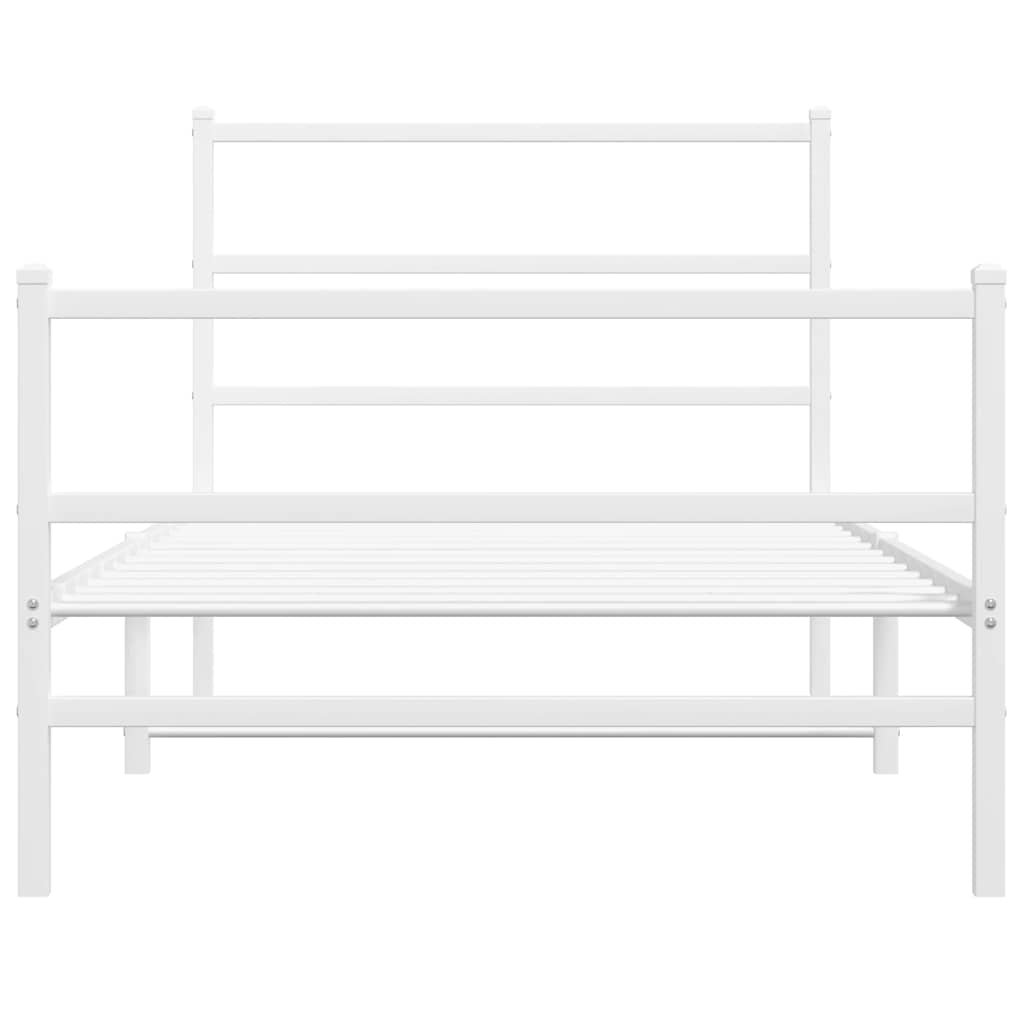 fehér fém ágykeret fej- és lábtámlával 100 x 200 cm