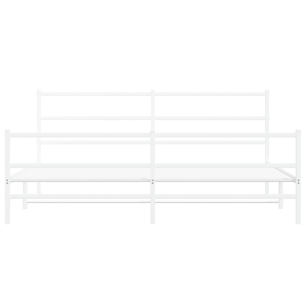 fehér fém ágykeret fej- és lábtámlával 200 x 200 cm